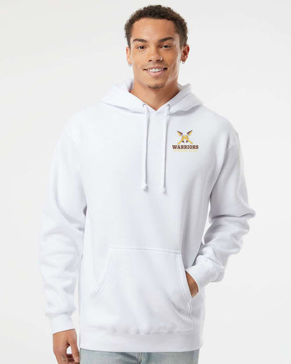 DOUBLE SIDED LOGO UNISEX SPONGE FLEECE PULLOVER HOODIE